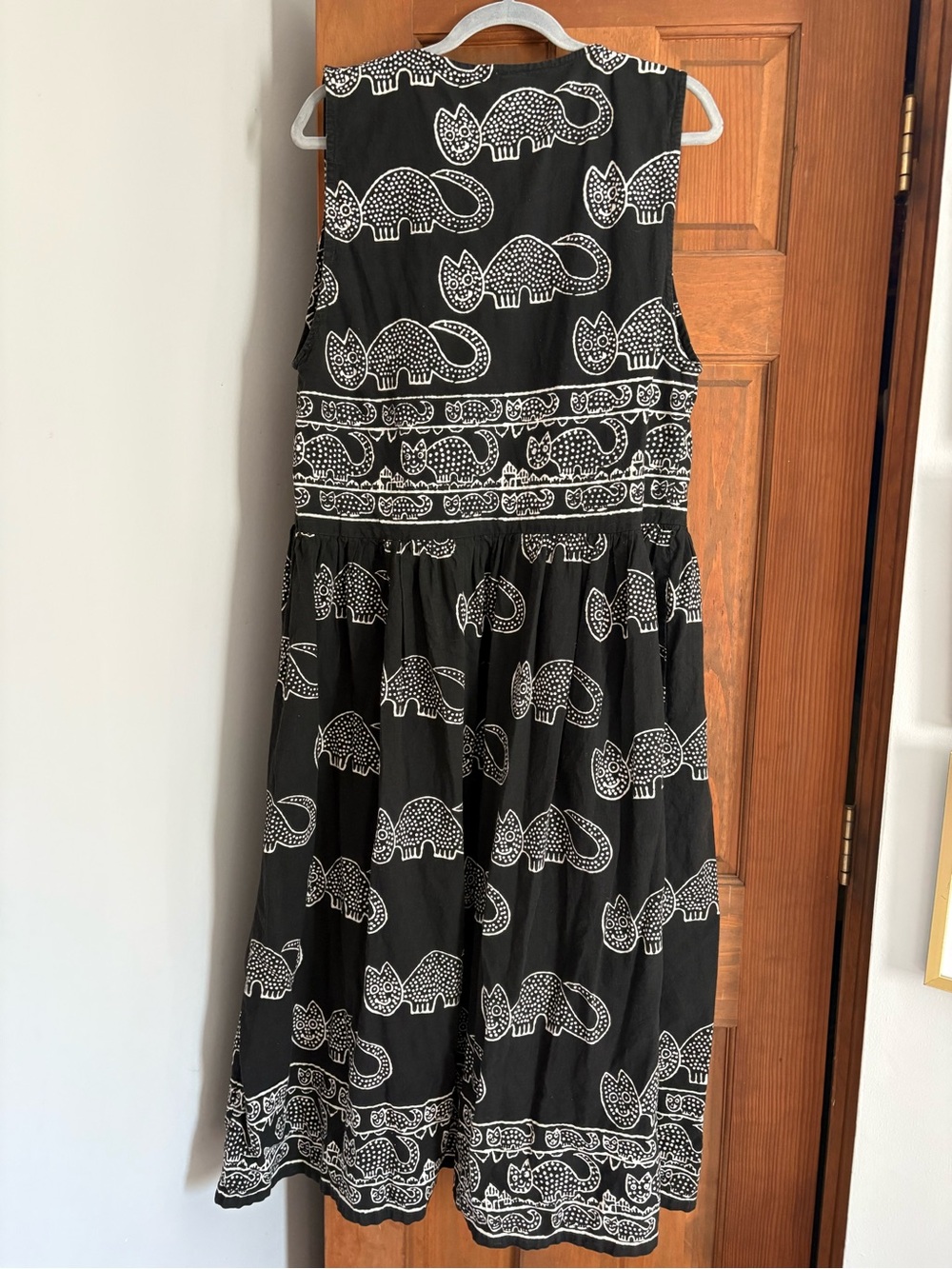 Vintage Large Novelty Cat Lady Print 100% Cotton Pullover Pinafore Sun Dress A16 - Picture 7 of 11